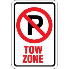Tow Zone w/ No Parking Symbol Sign