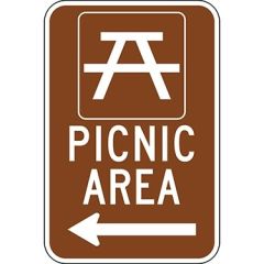 Picnic Area with Symbol Left Arrow Sign