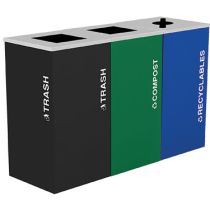 Prism 3-Stream Trash and Recycling Receptacles