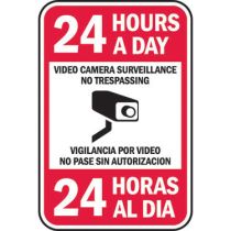 24 Hours A Day Video Camera Surveillance No Trespassing (In Spanish Too)
