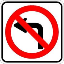 No Left Turn Symbol Sign
