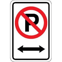 No Parking Symbol w/ Double Arrow Sign