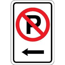 No Parking Symbol w/ Left Arrow Sign