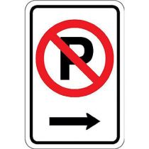 No Parking Symbol w/ Right Arrow Sign
