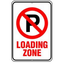 Loading Zone w/ No Parking Symbol Sign