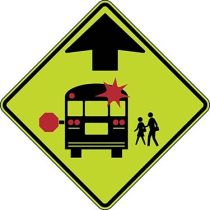 School Bus Stop Ahead Sign