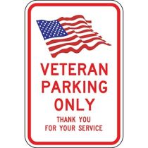 Veteran Parking Only with Flag Sign